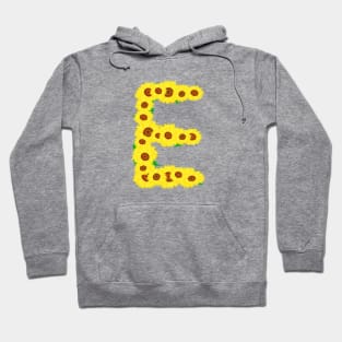 Sunflowers Initial Letter E (Black Background) Hoodie